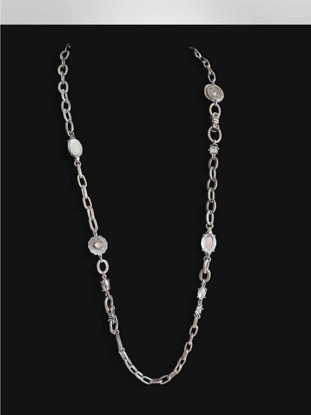 Chico's Silver-Tone Link Necklace with   Accents 38” w/Gift box